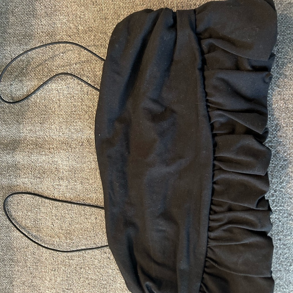 Black Ruffled Strap Top